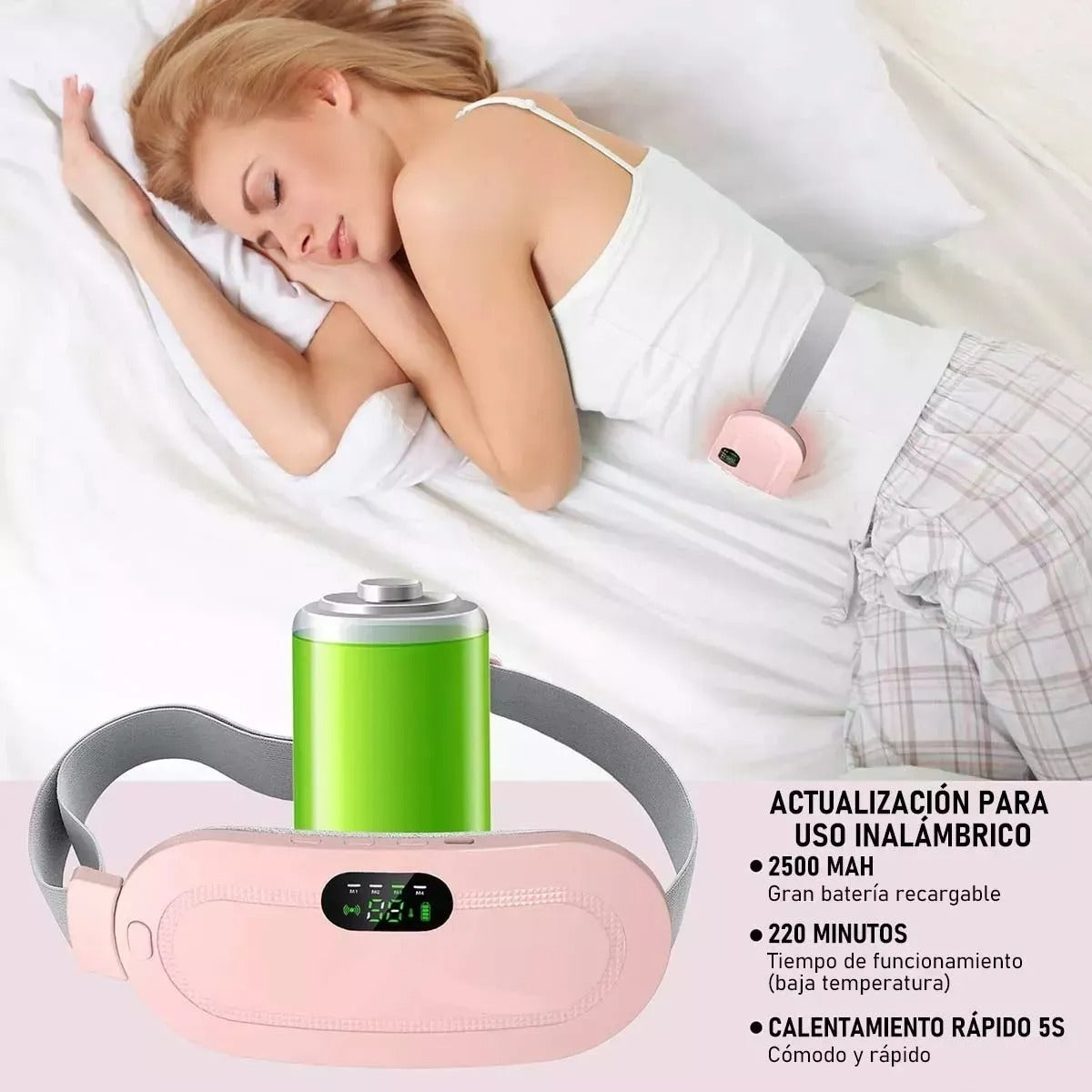 Cinturón y masajeador eléctrico para cólicos